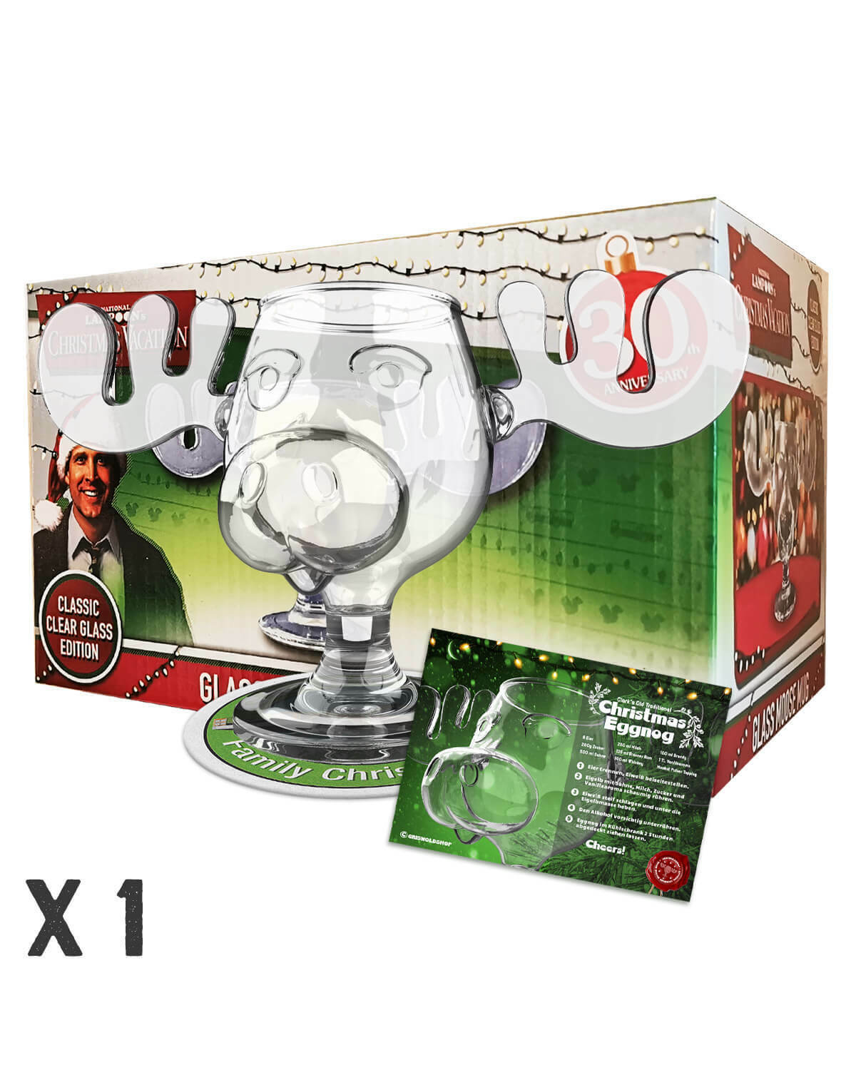 1 Elchglas klar Glas Moose Mug Schöne Bescherung Christmas